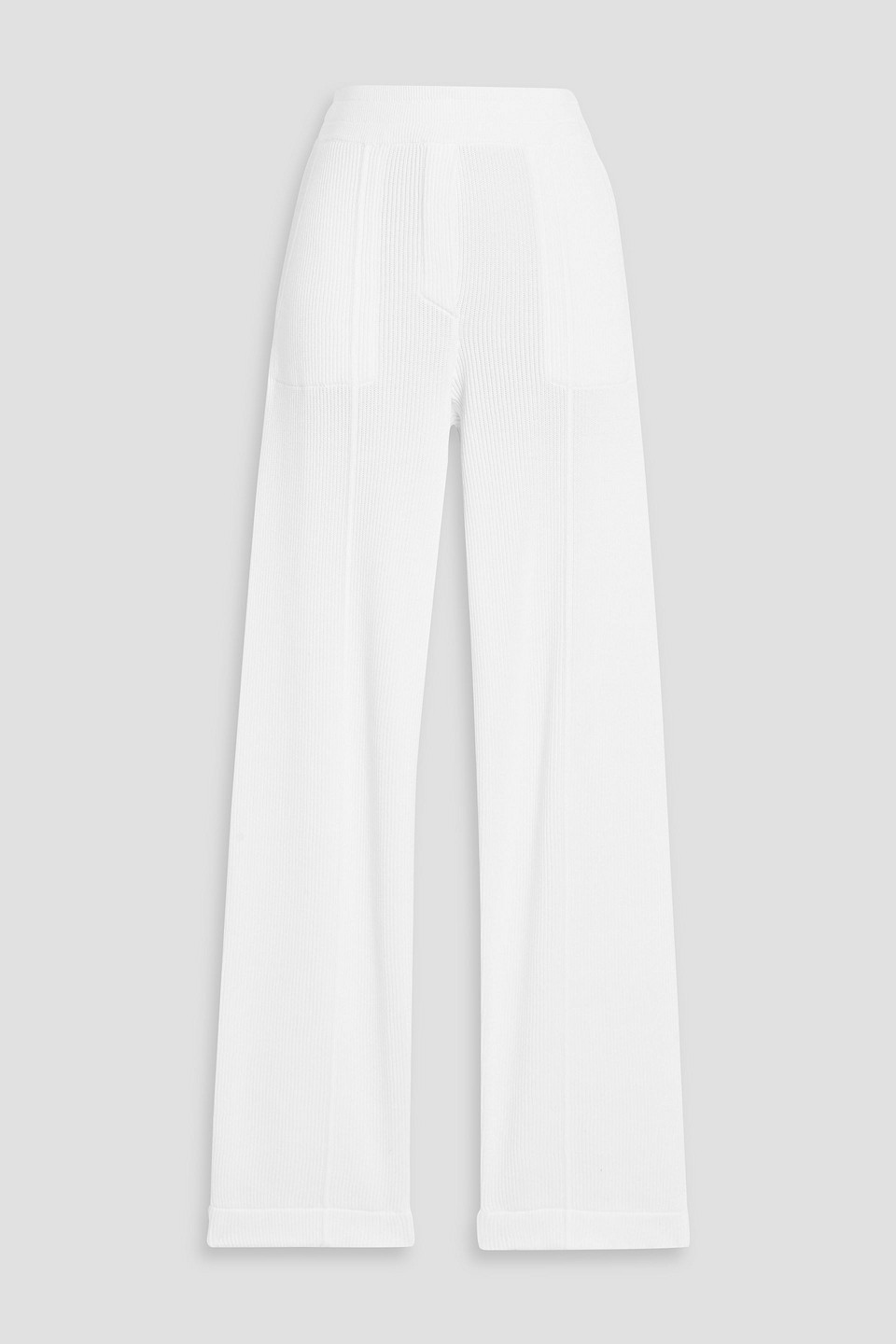 Brunello Cucinelli Ribbed Cotton Straight-leg Pants In White