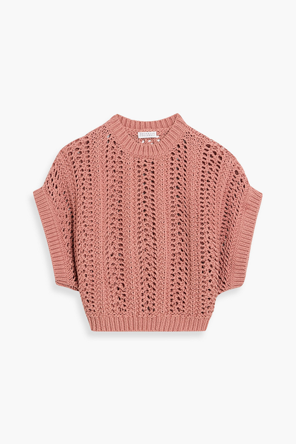 Brunello Cucinelli Open-knit Cotton Vest In Pink
