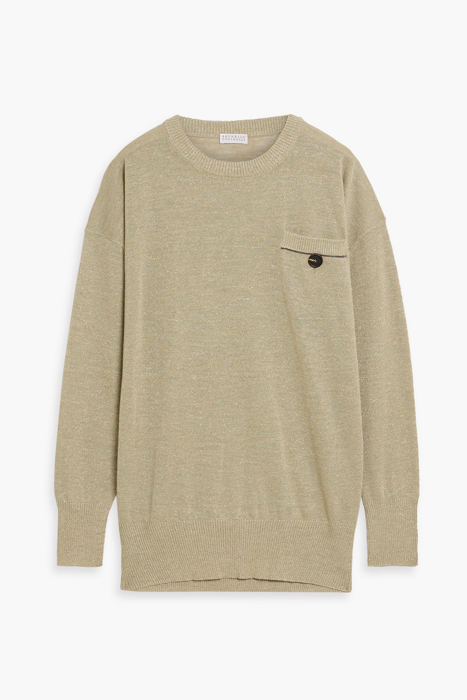 Brunello Cucinelli Metallic Knitted Sweater In Green