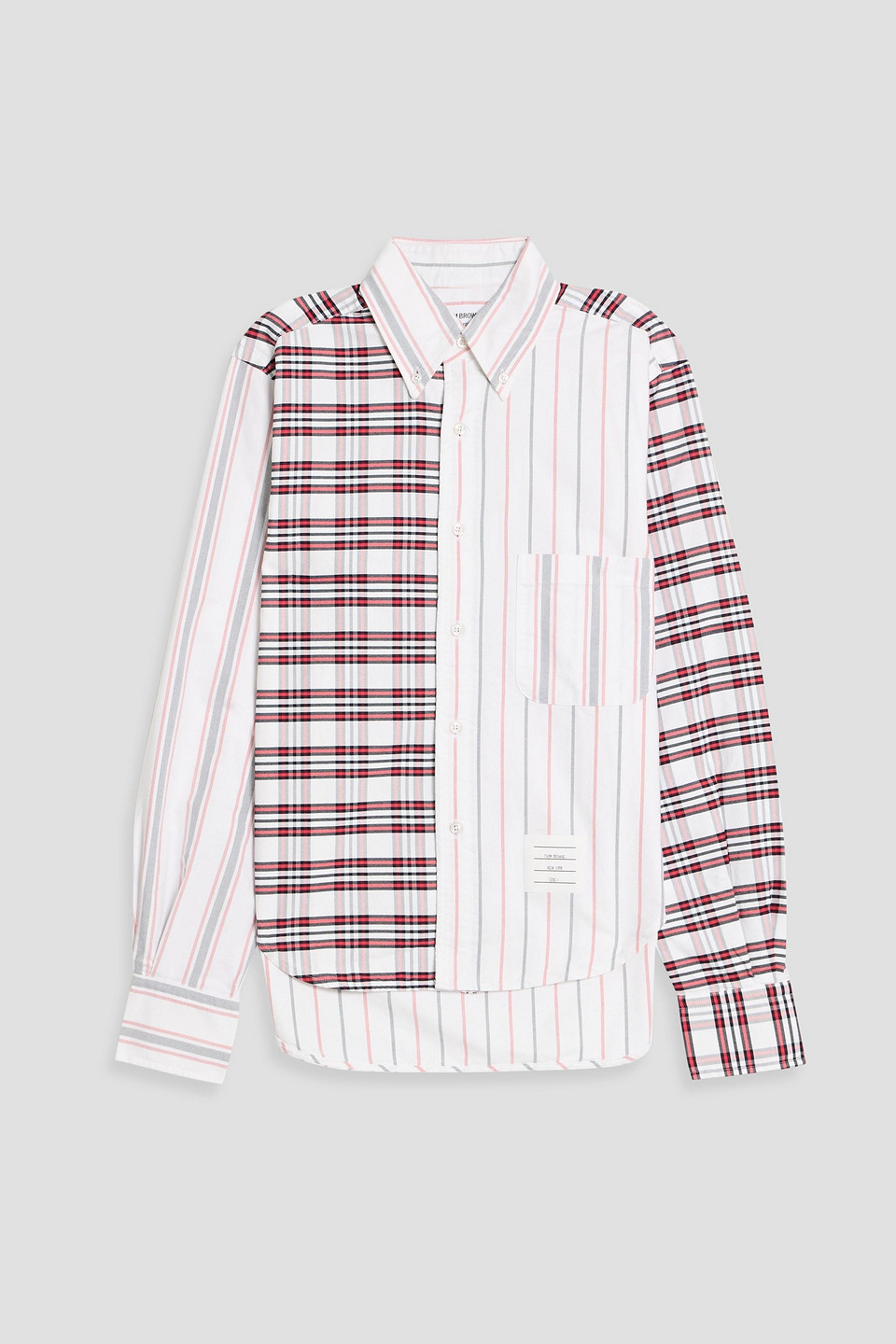thom browne - printed cotton oxford shirt - white - 1