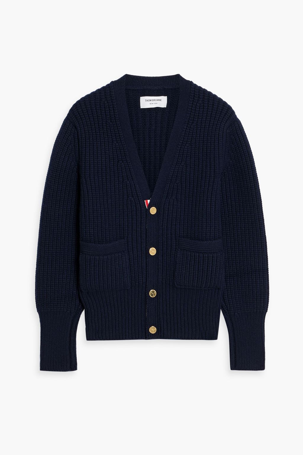 THOM BROWNE コットンカーディガン ネイビー SIZE 2 THOM BROWNE Ribbed cashmere cardigan | THE OUTNET