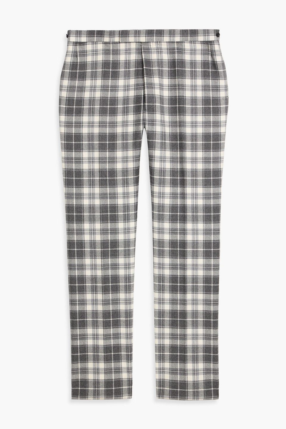 thom browne - checked wool-twill pants - gray - 4