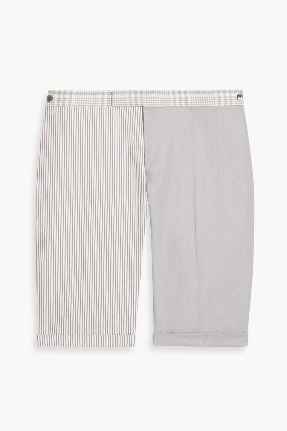 thom browne - printed linen shorts - gray - 4