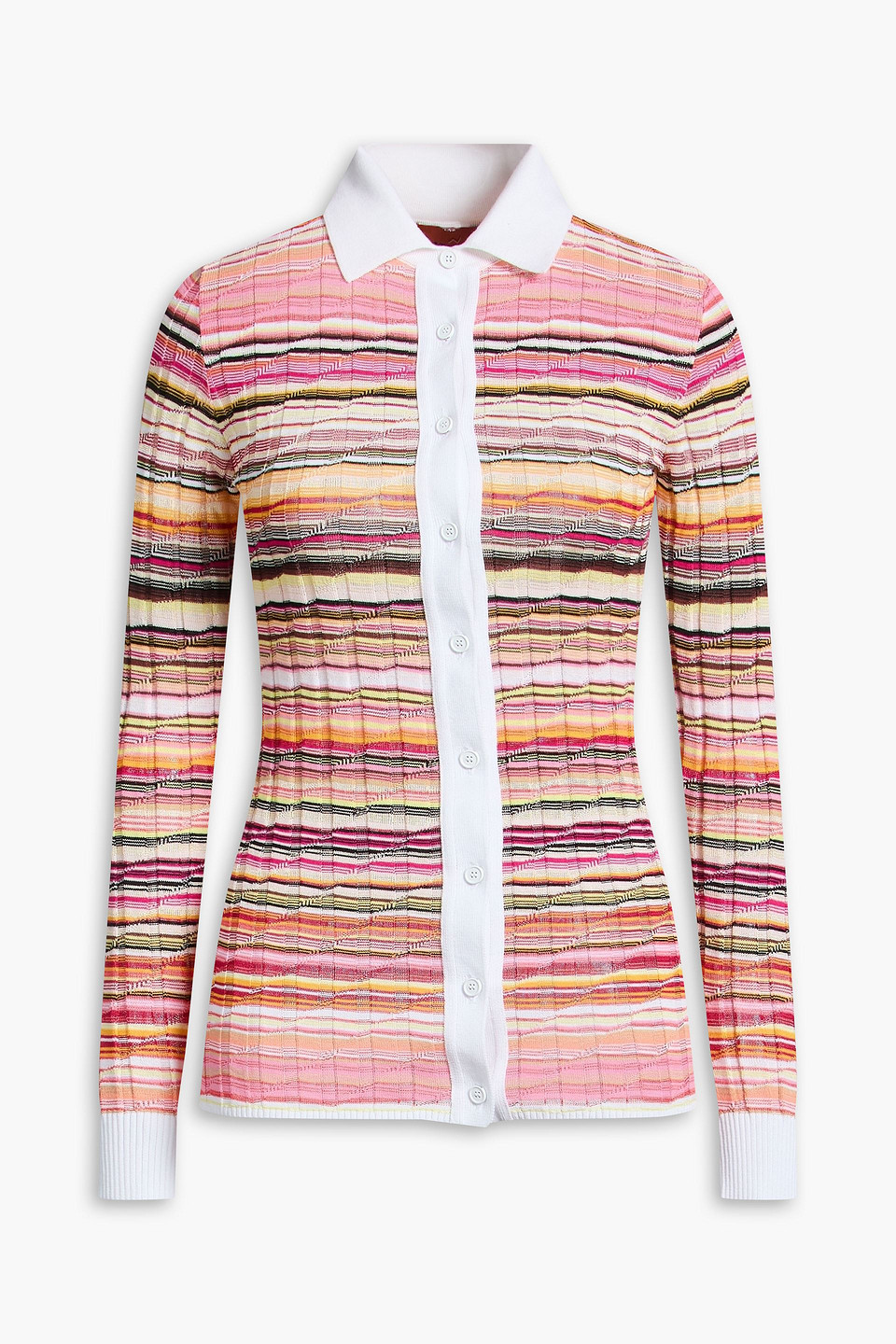 missoni - space-dyed ribbed cotton-blend shirt - pink - it 38