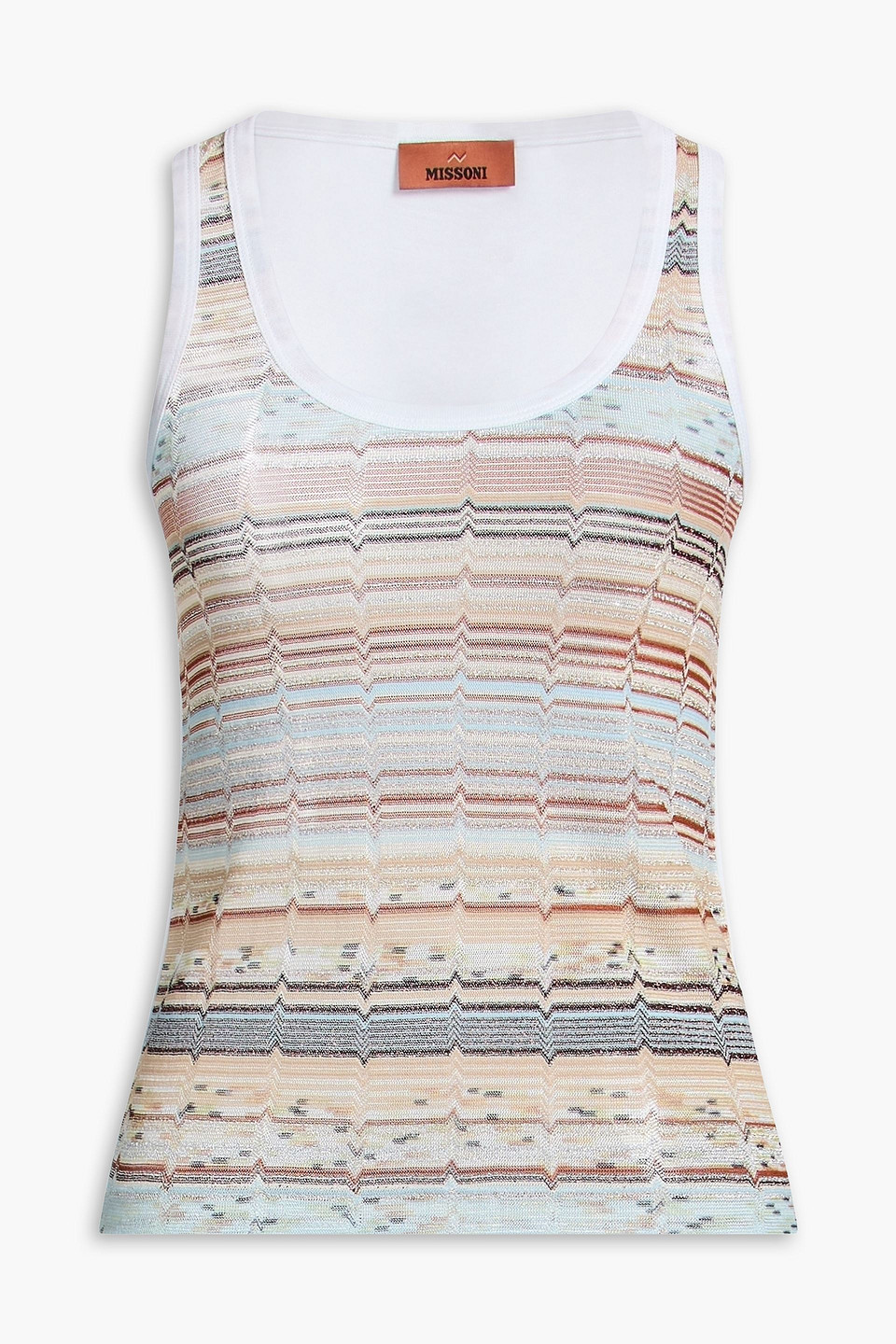 Missoni Metallic Crochet-knit And Jersey Tank In Multi