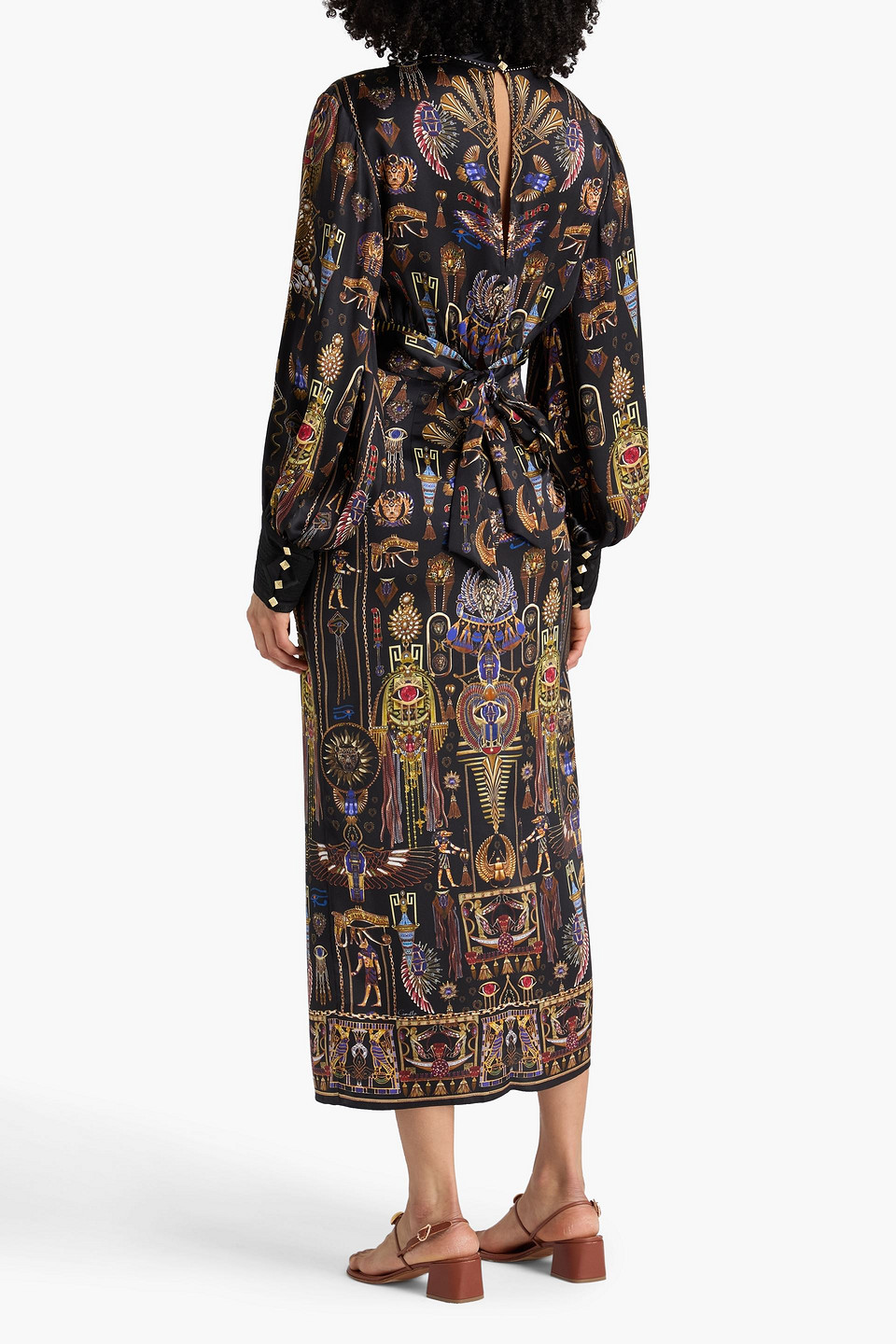  Camilla - Wrap-effect Printed Silk-satin Midi Skirt - Black - Xs 