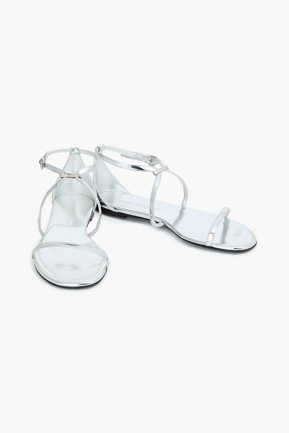  Mcqueen - Mirrored-leather Sandals - Metallic - Eu 36 
