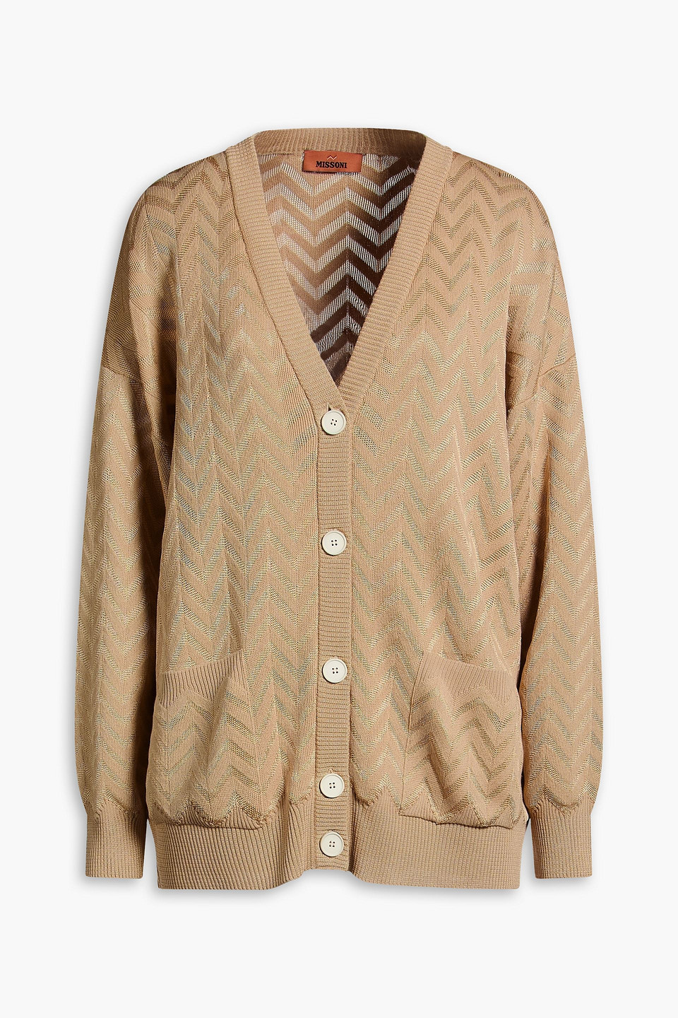 Missoni Cotton-blend Crochet-knit Cardigan In Nude