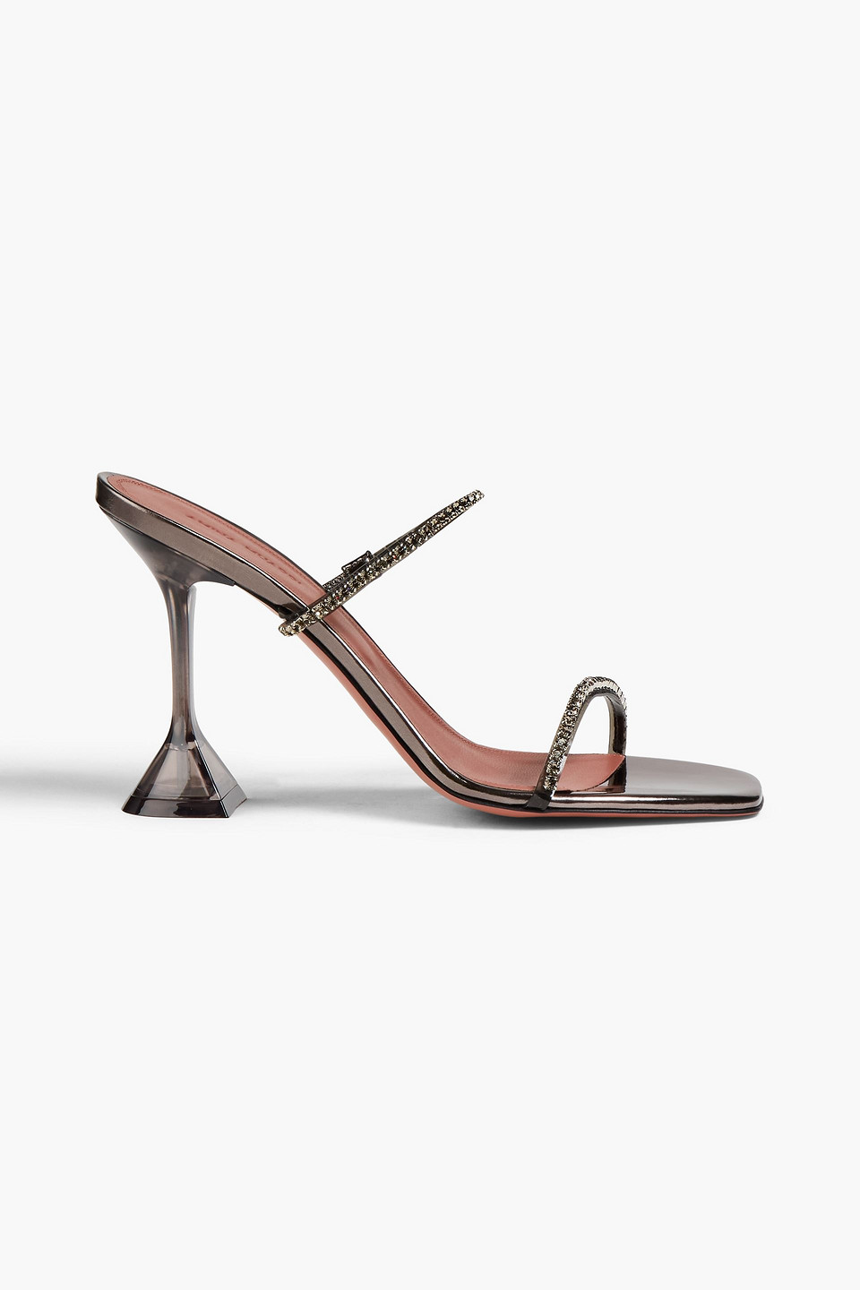 Amina Muaddi Gilda Glass Crystal-embellished Pvc Mules In Brown