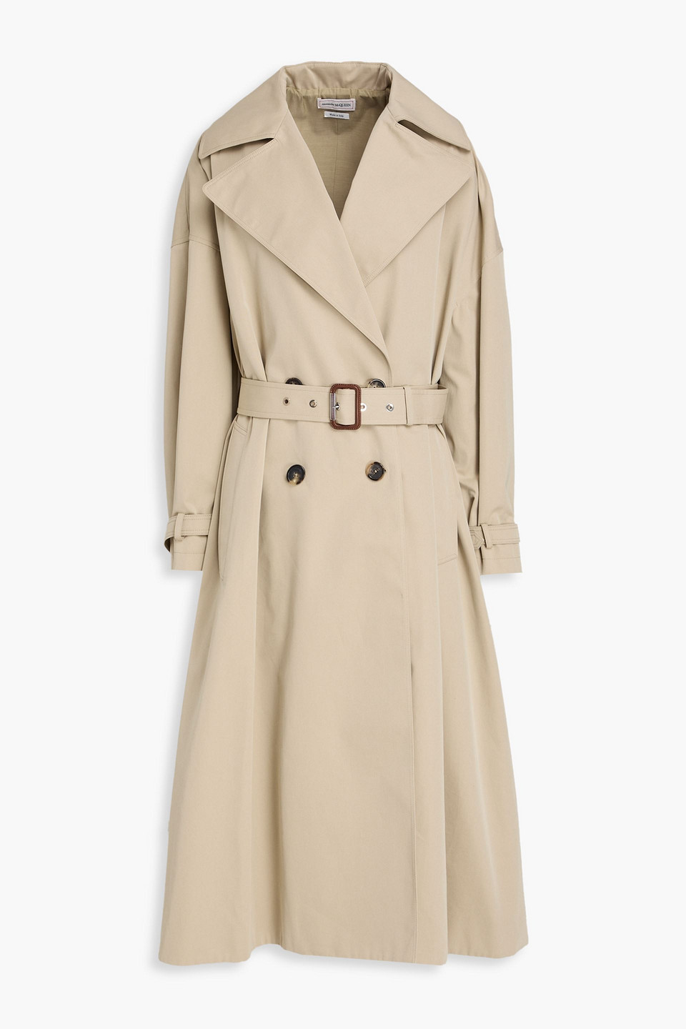 Alexander Mcqueen Cotton-gabardine Trench Coat In Brown