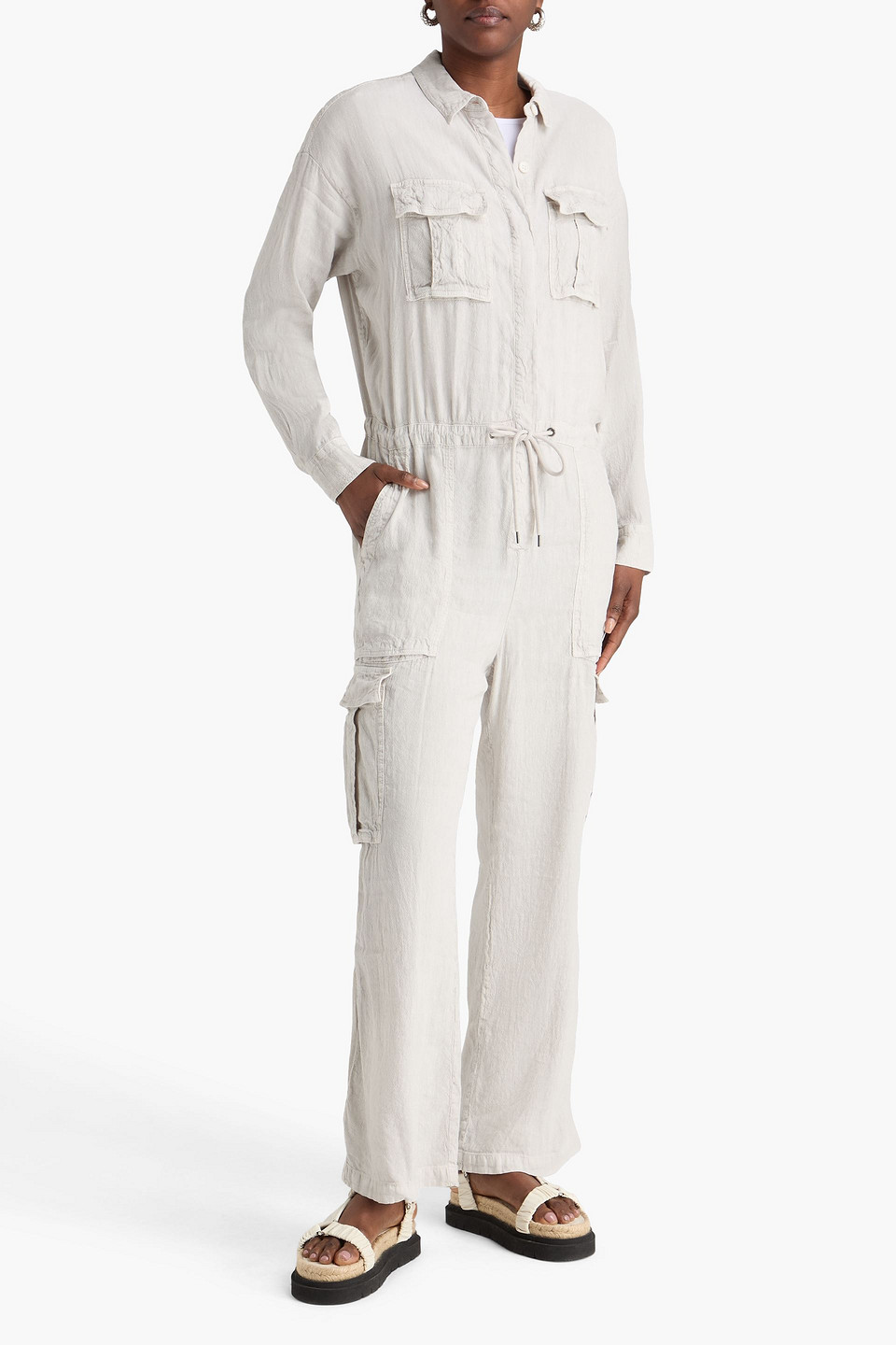  James Perse - Linen-blend Jumpsuit - Gray - 0 