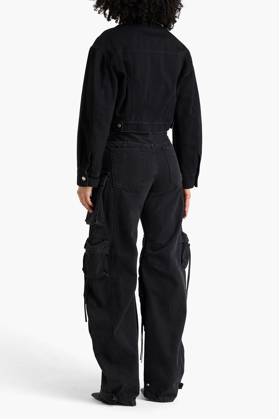  Mcqueen - Cropped Jeansjacke In Distressed-optik - Schwarz - It 44 
