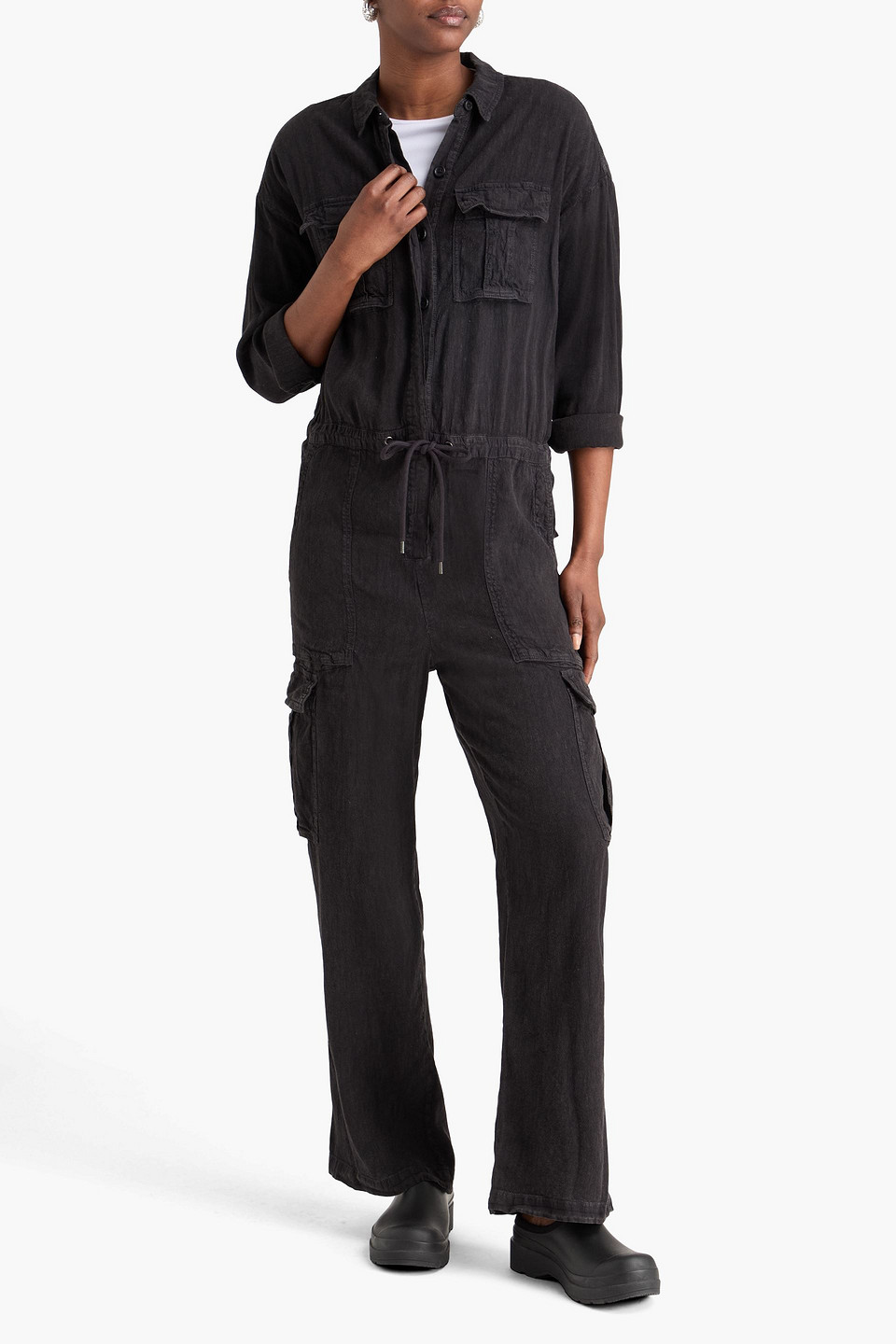  James Perse - Linen-blend Jumpsuit - Black - 0 