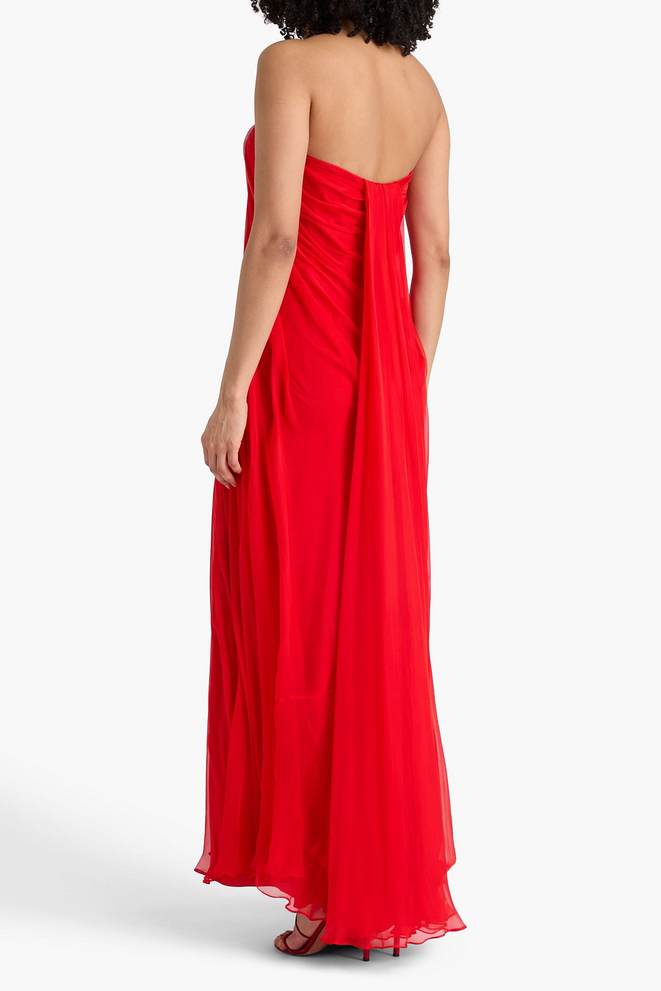  Mcqueen - Trägerloses Maxikleid Aus Seiden-voile Mit Falten - Rot - It 42 