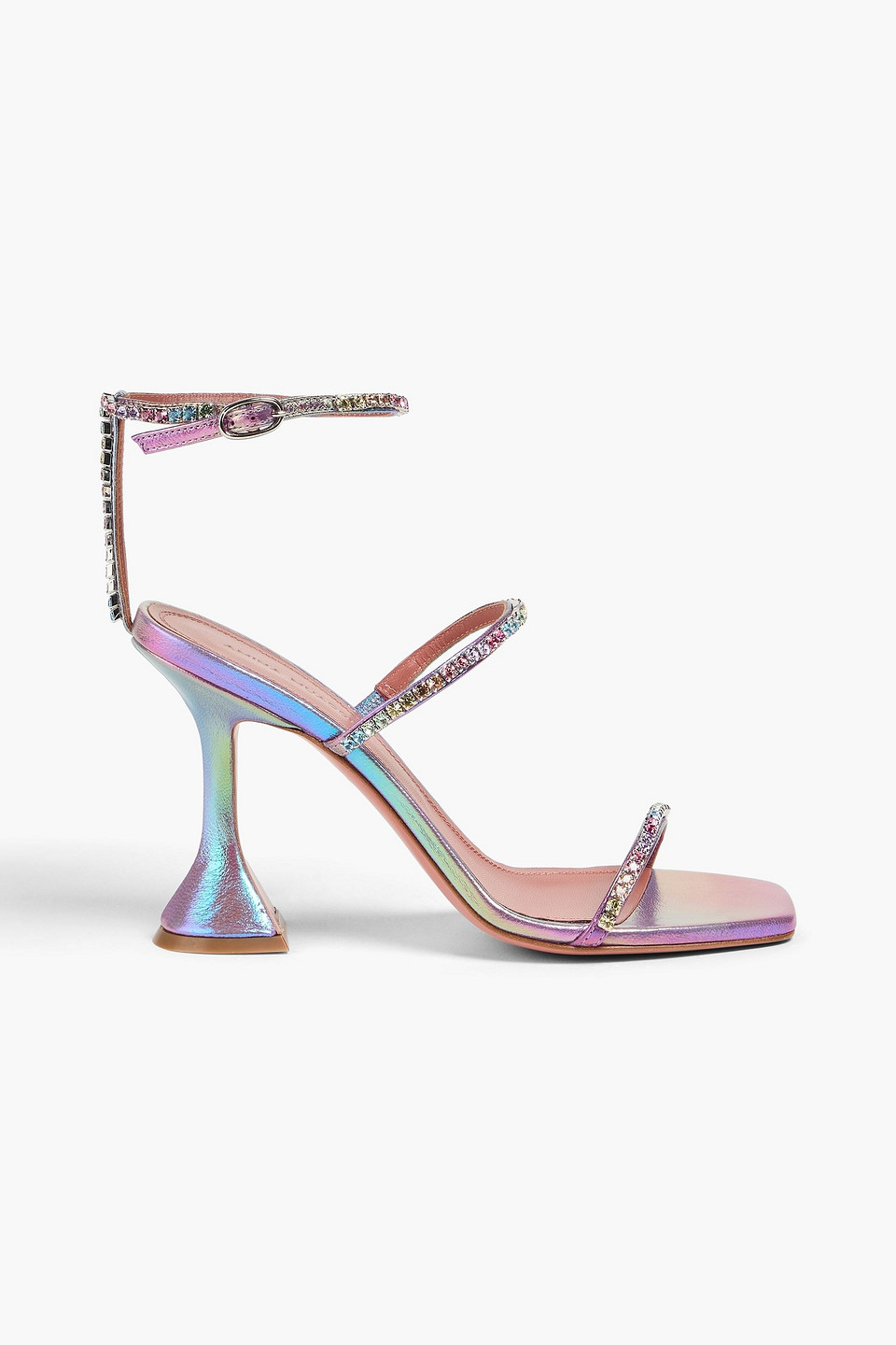 Amina Muaddi Gilda Iridescent Leather Sandals In Multi