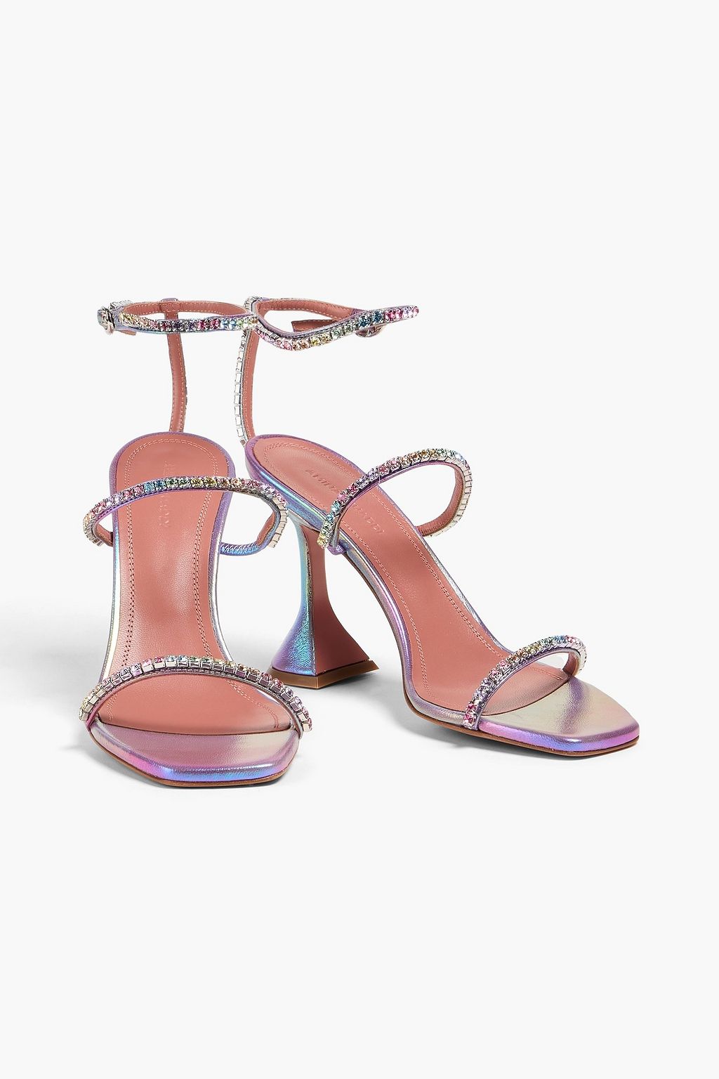 AMINA MUADDI Gilda crystal-embellished iridescent leather sandals