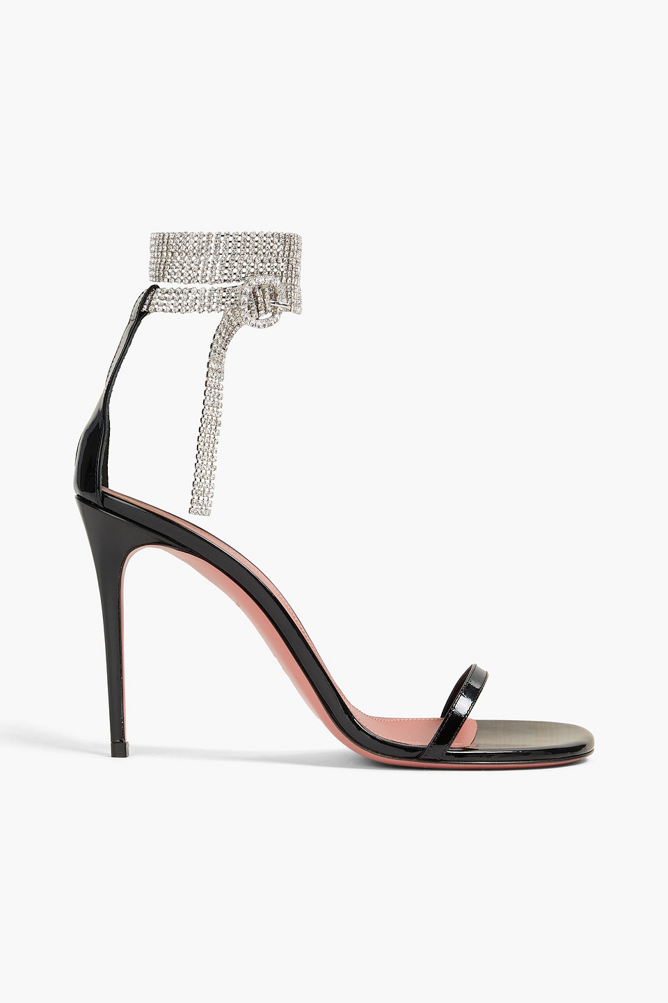 Amina Muaddi Giorgia Crystal-embellished Patent-leather Sandals In Animal Print