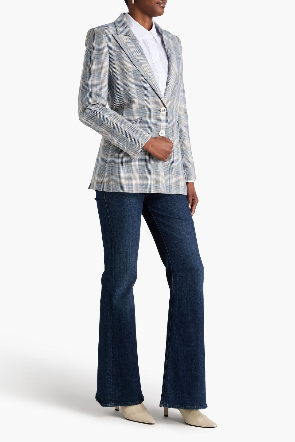  Veronica Beard - Blazer „maci Dickey“ Aus Einer Leinen-baumwollmischung Mit Glencheck-muster - Blau - Us 00 