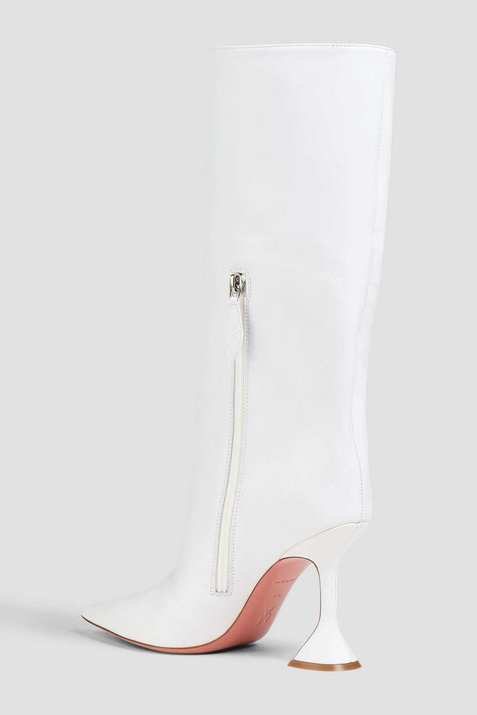  Amina Muaddi - Fiona 95 Leather Boots - White - Eu 37 