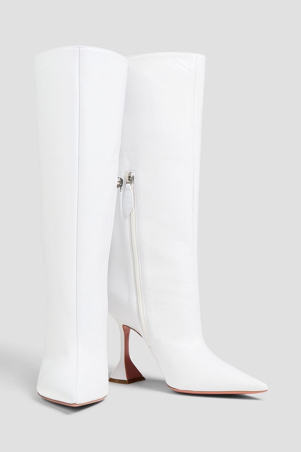  Amina Muaddi - Fiona 95 Leather Boots - White - Eu 37 
