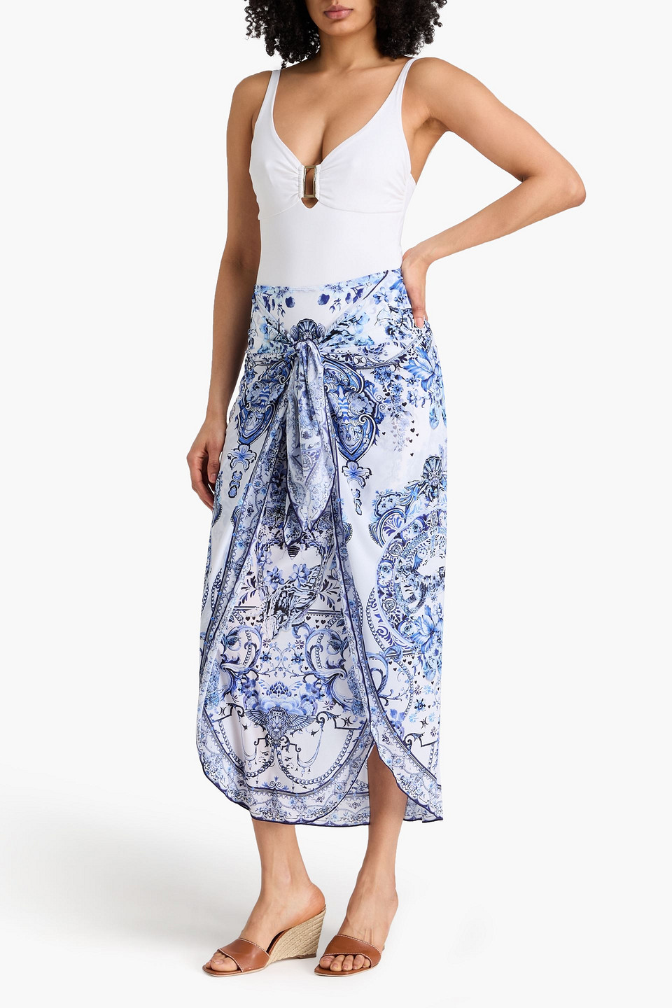  Camilla - Pareo Aus Chiffon Mit Print - Blau - S/m 