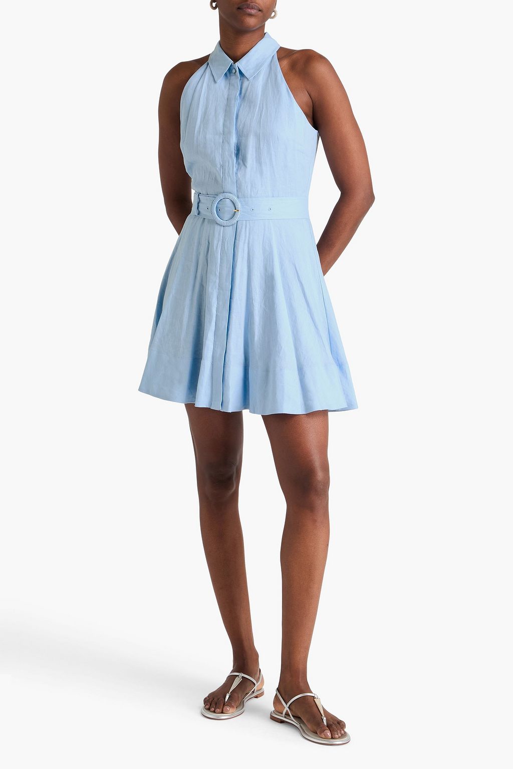 VERONICA BEARD Beau belted linen mini shirt dress | THE OUTNET
