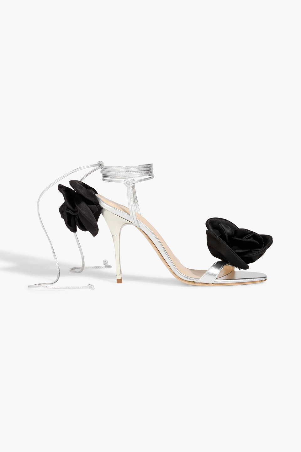 magda butrym - floral-appliquéd metallic leather sandals - metallic - eu 36