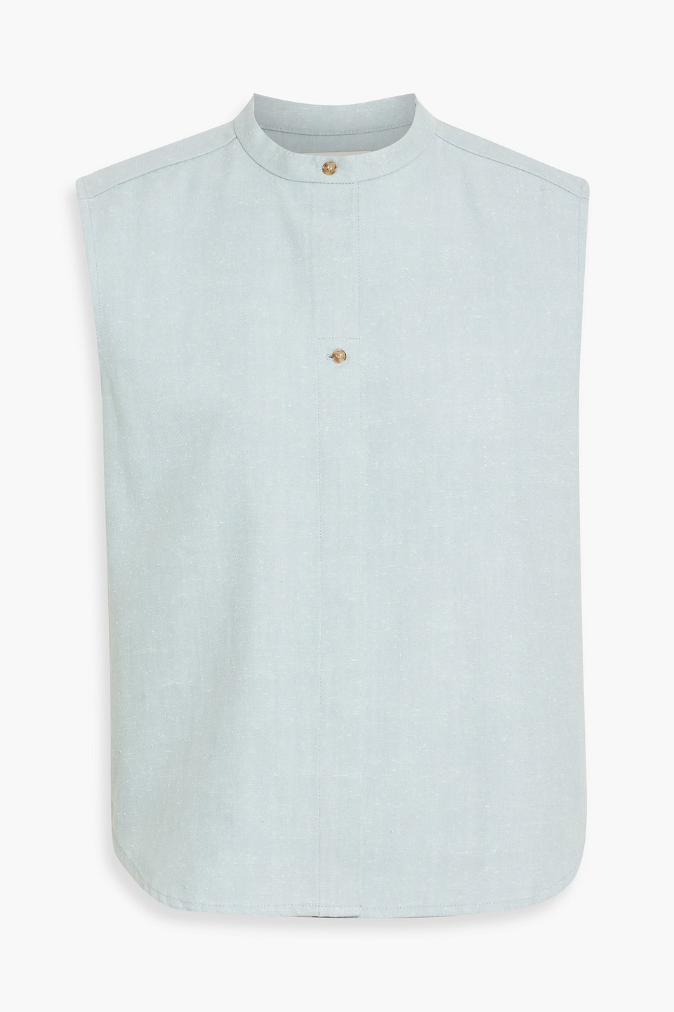 loulou de saison - lino slub cotton-blend twill shirt - blue - fr 34