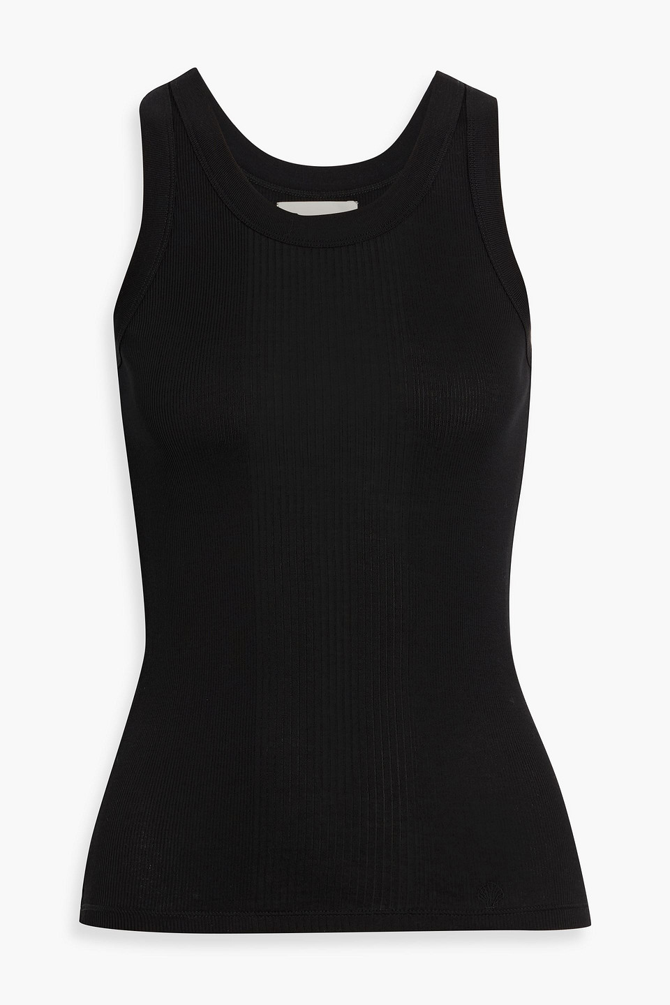Loulou De Saison Limba Ribbed Cotton Tank In Black
