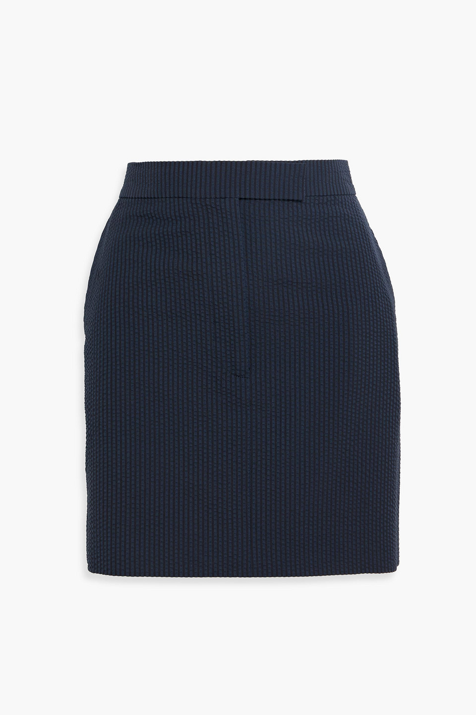 Thom Browne Striped Wool-seersucker Mini Skirt In Blue