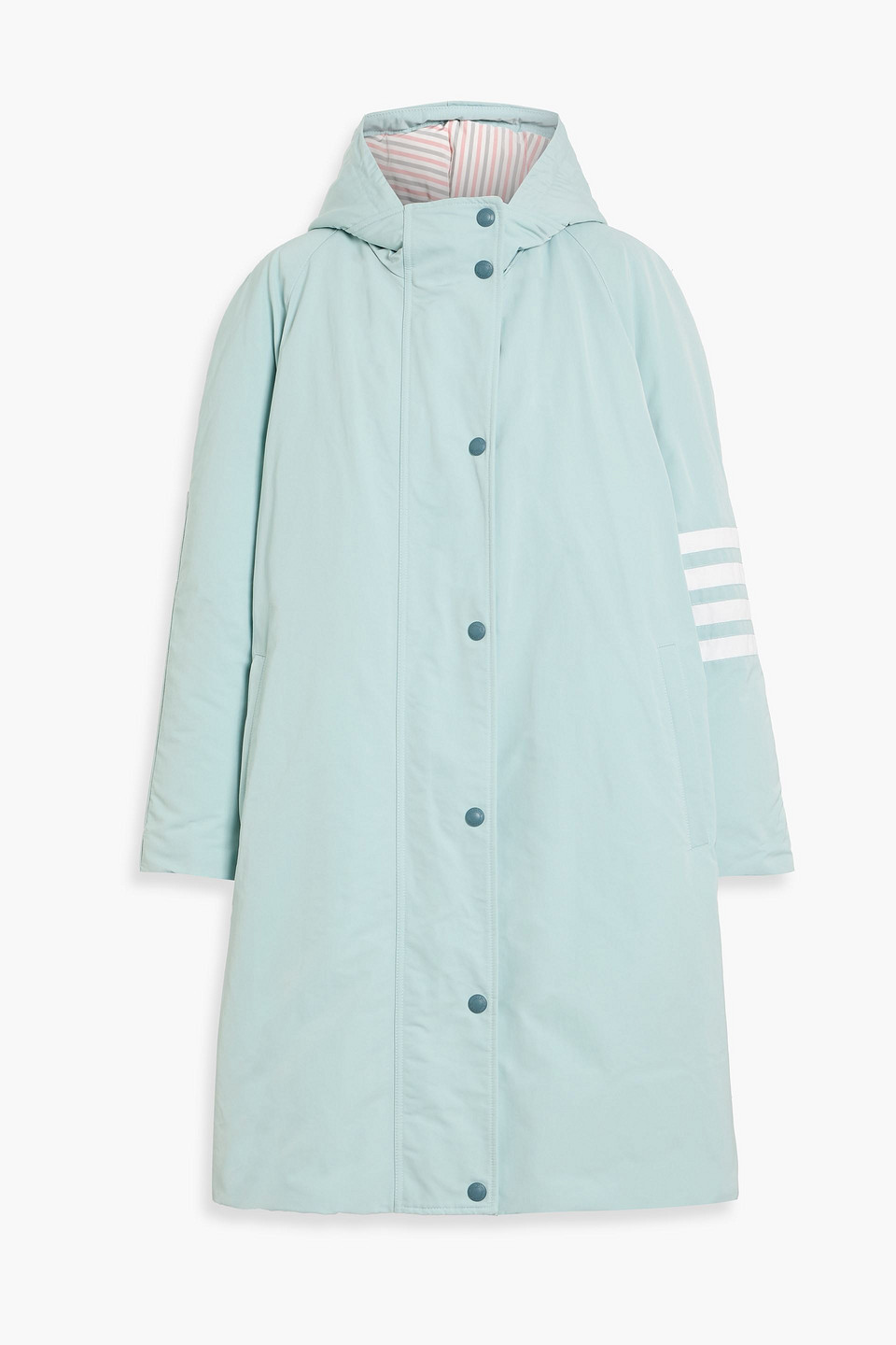 Thom Browne Striped Shell Down Coat In Blue