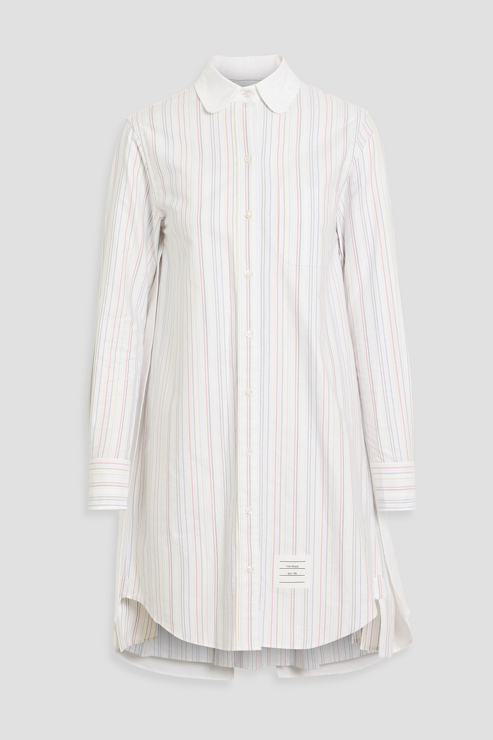 thom browne - layered striped cotton oxford mini shirt dress - white - it 36