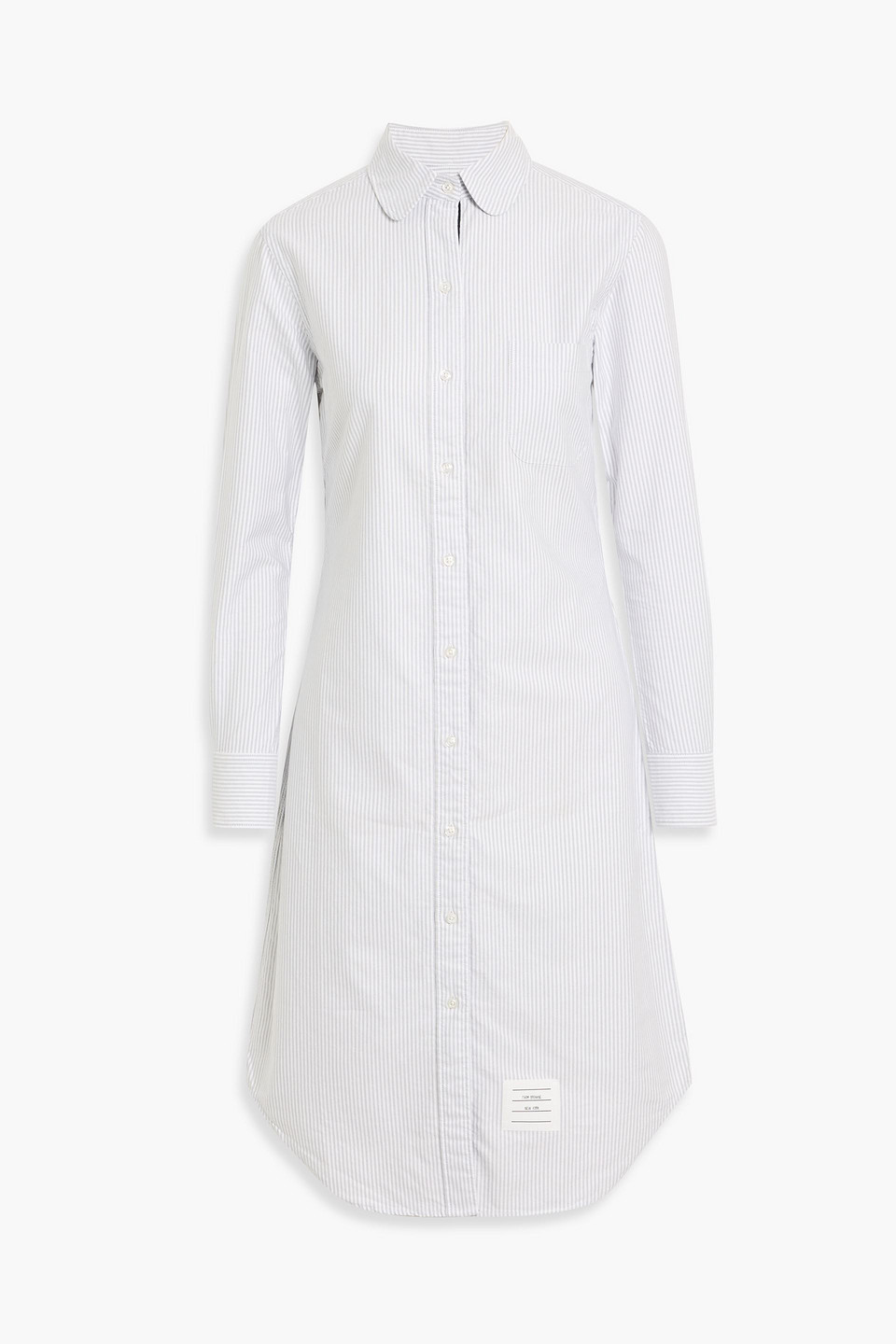 Thom Browne Striped Cotton Oxford Shirt Dress In Gray