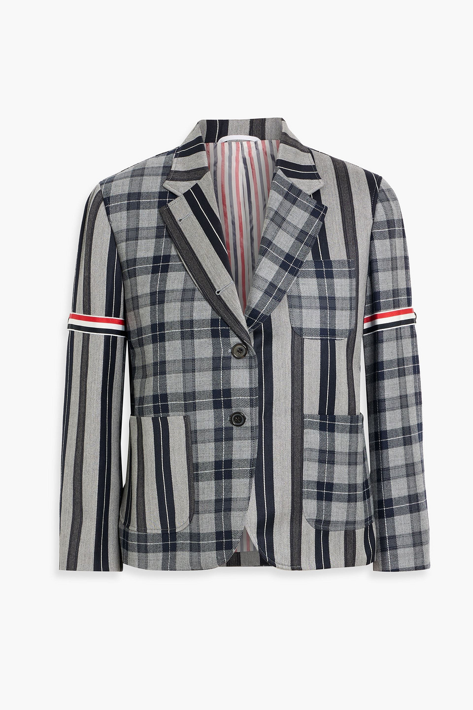 Thom Browne Wool-twill And Jacquard Blazer In Gray