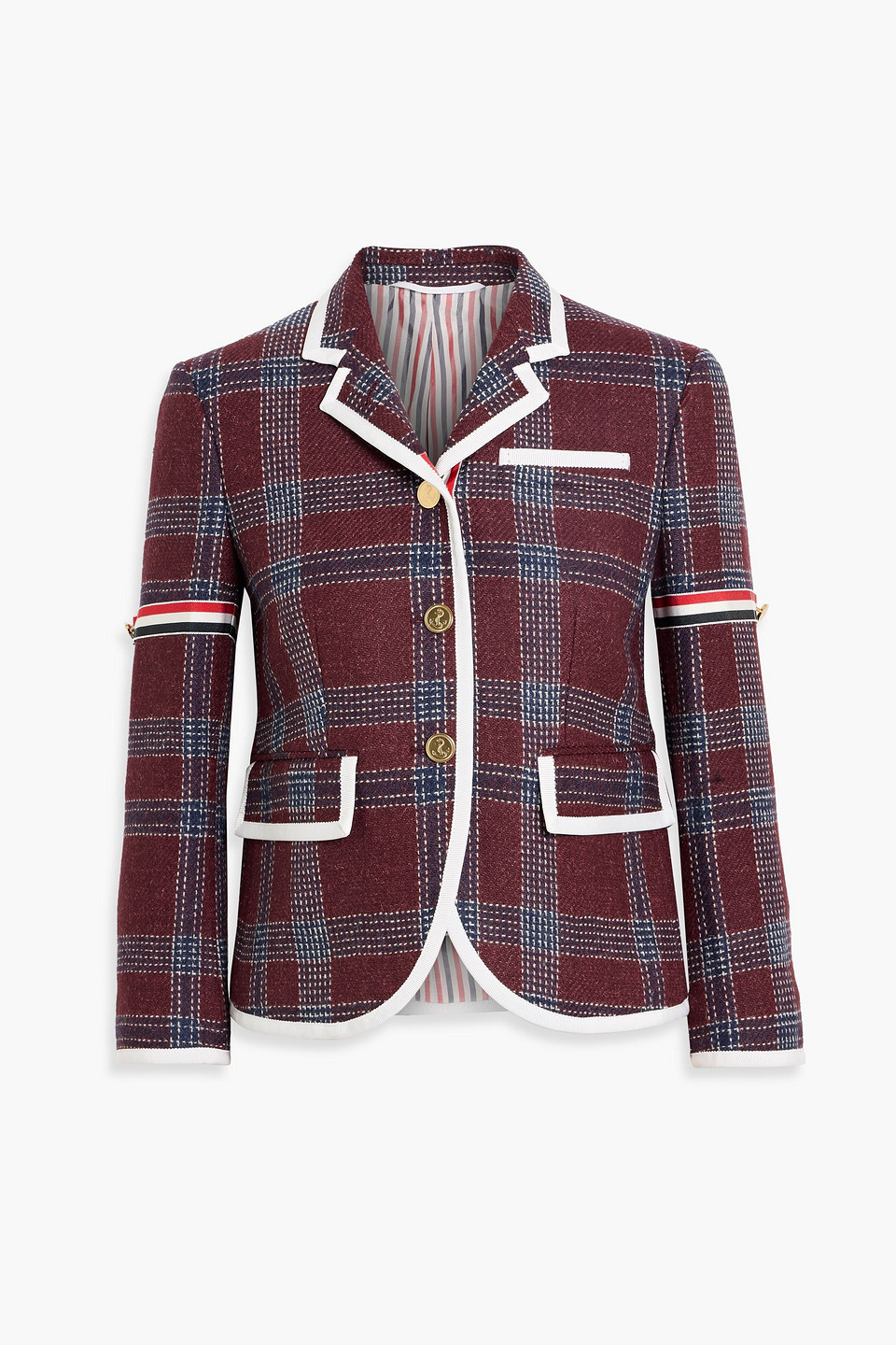 Thom Browne Checked Wool-tweed Blazer In Pink