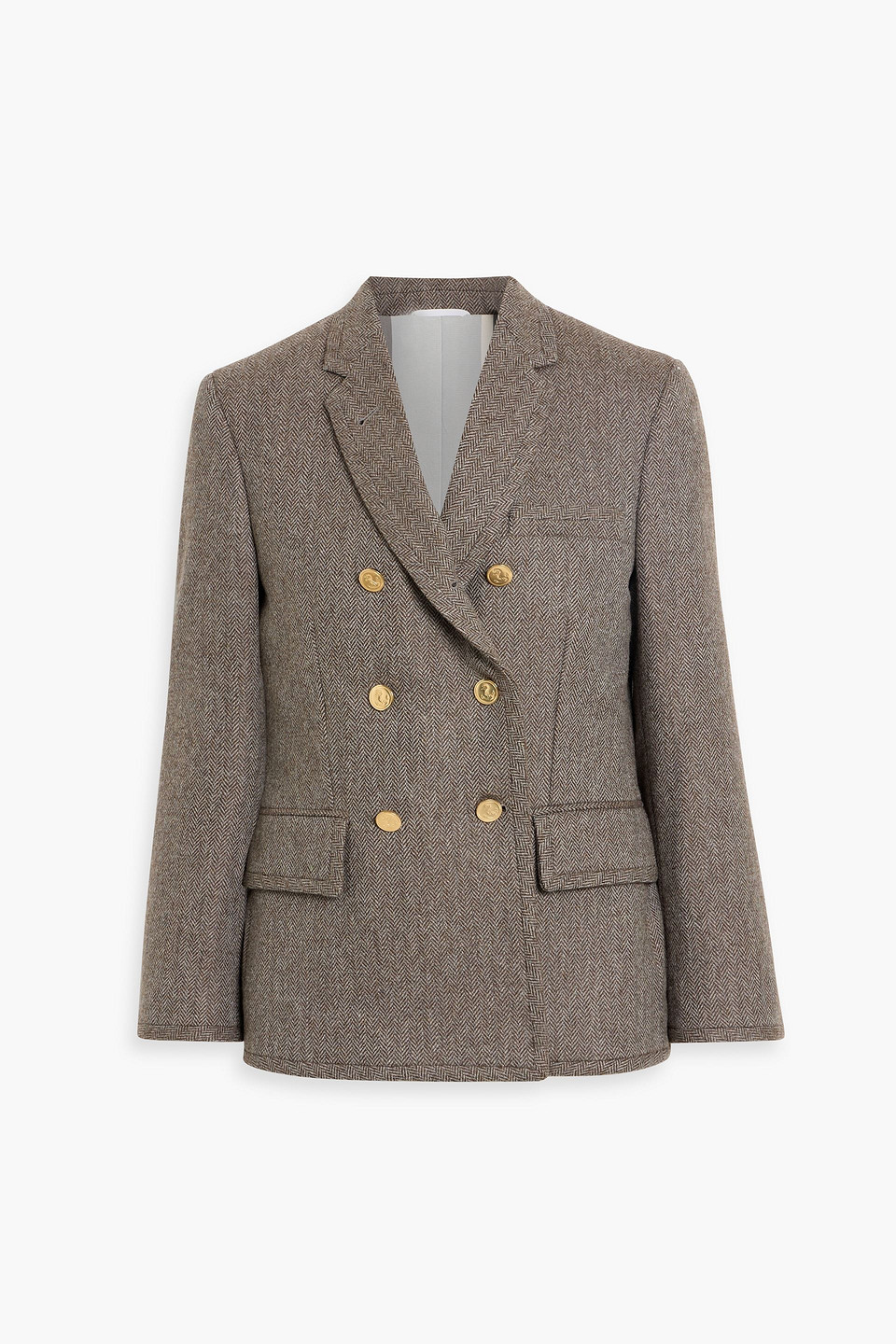thom browne - double-breasted herringbone wool-tweed blazer - brown - it 42