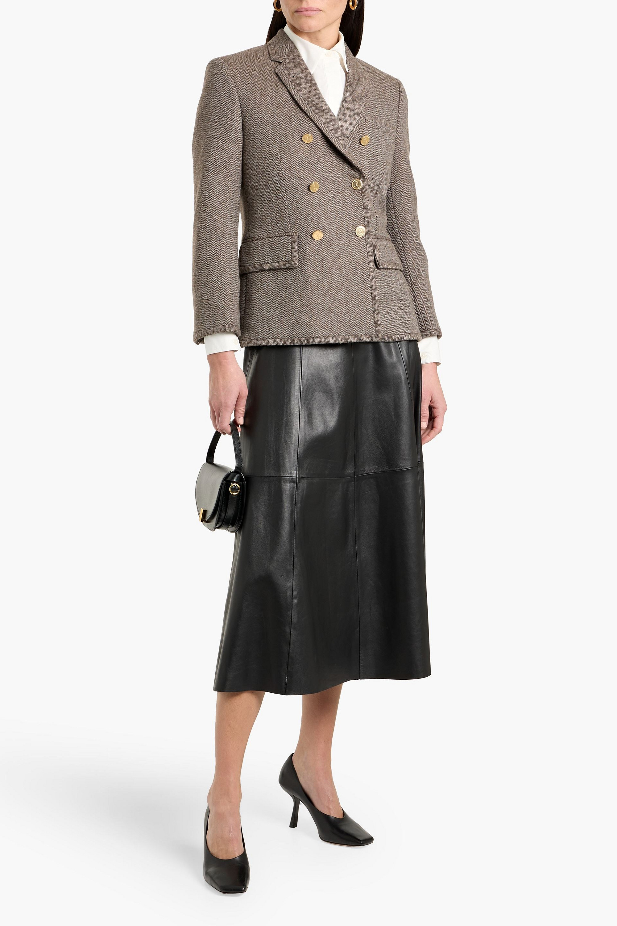 Thom Browne Double-breasted herringbone wool-tweed blazer