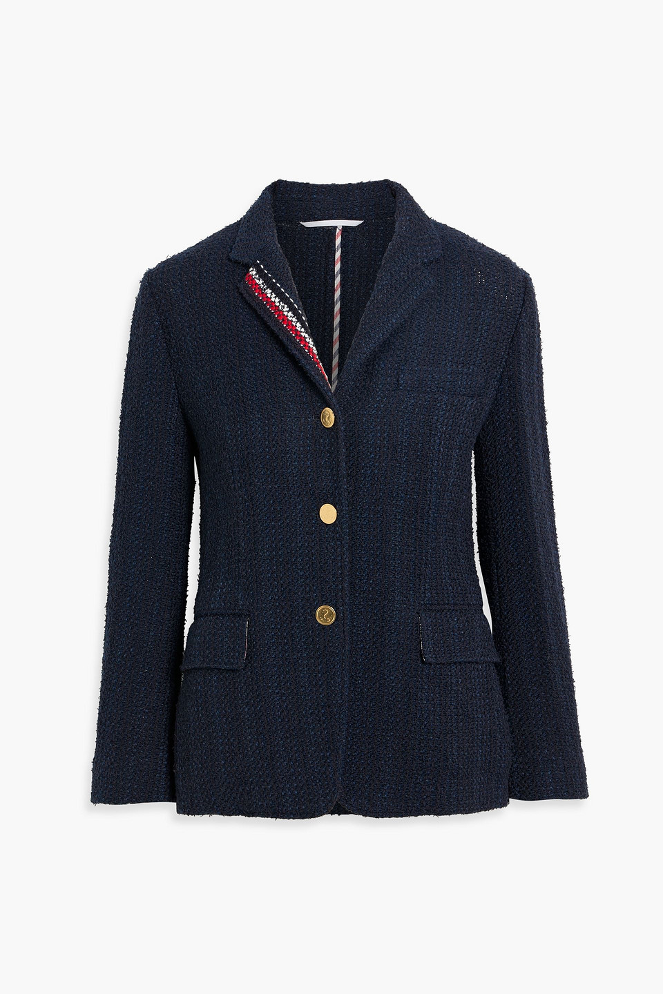 thom browne - cotton-blend tweed blazer - blue - it 42
