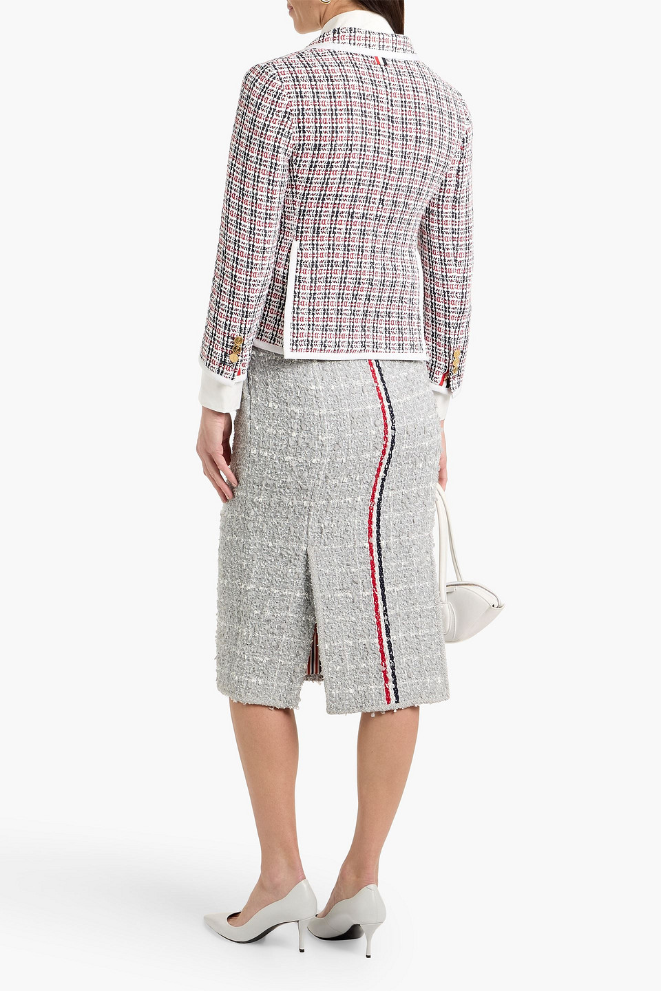 Thom Browne Check-pattern Buttoned Tweed Jacket In Multi