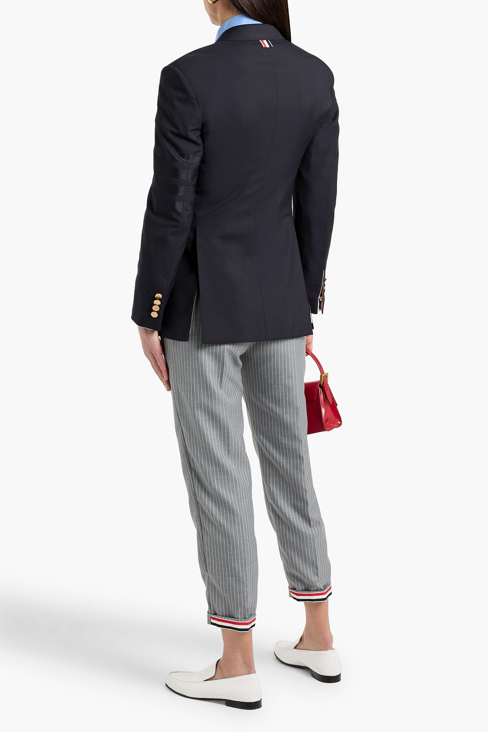 Thom Browne Striped Wool Blazer In Blue