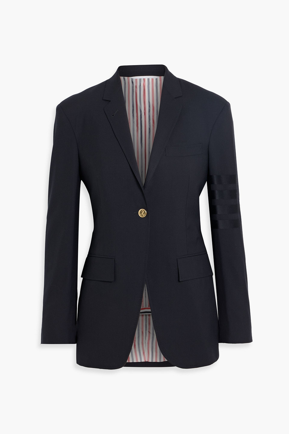 Thom Browne Striped Wool Blazer In Blue