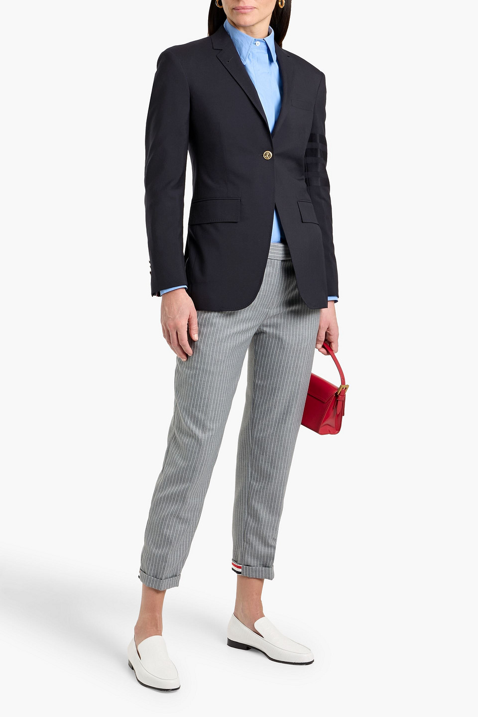 Thom Browne Striped Wool Blazer In Blue