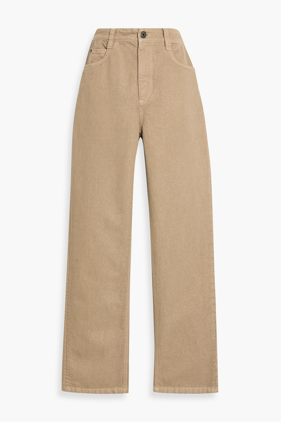 brunello cucinelli - metallic high-rise straight-leg jeans - neutral - it 48