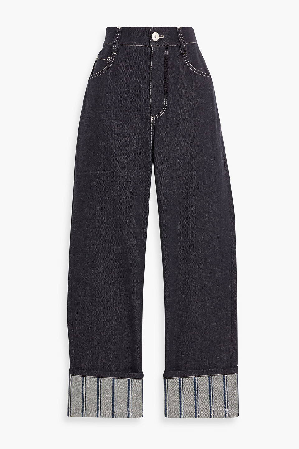 Brunello Cucinelli Cropped High-rise Straight-leg Jeans In Black