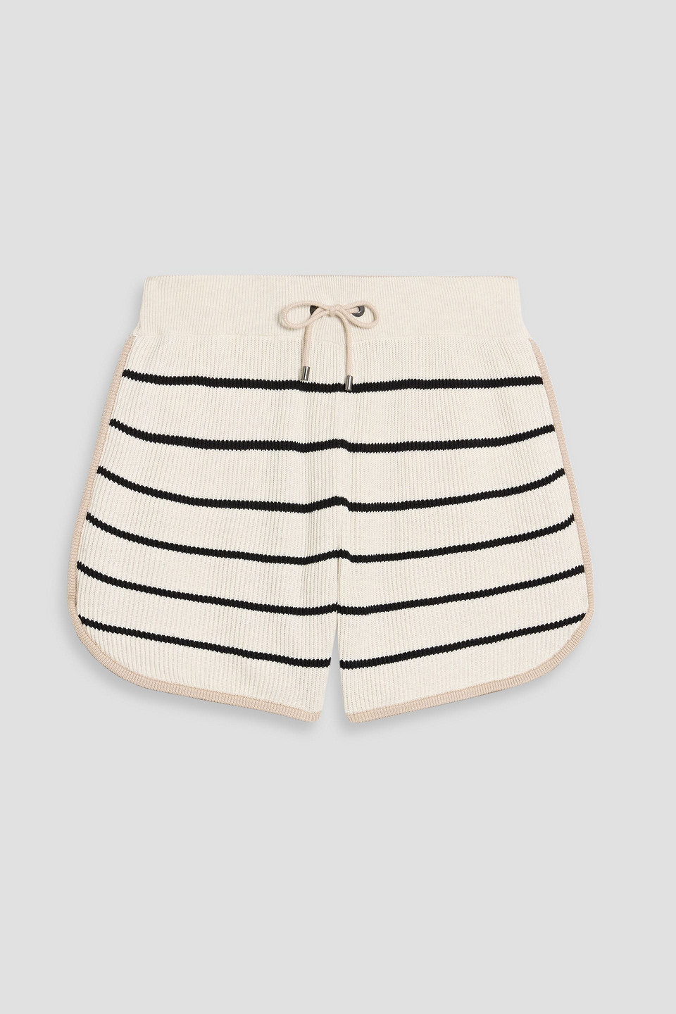 Brunello Cucinelli Striped Ribbed Cotton Shorts In Nude
