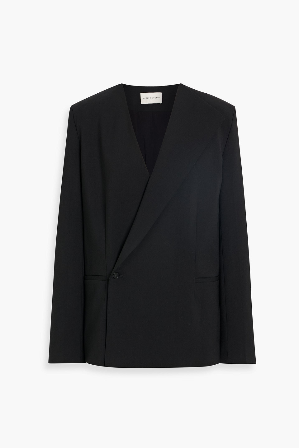 loulou de saison - nodo double-breasted wool-blend twill blazer - black - fr 34