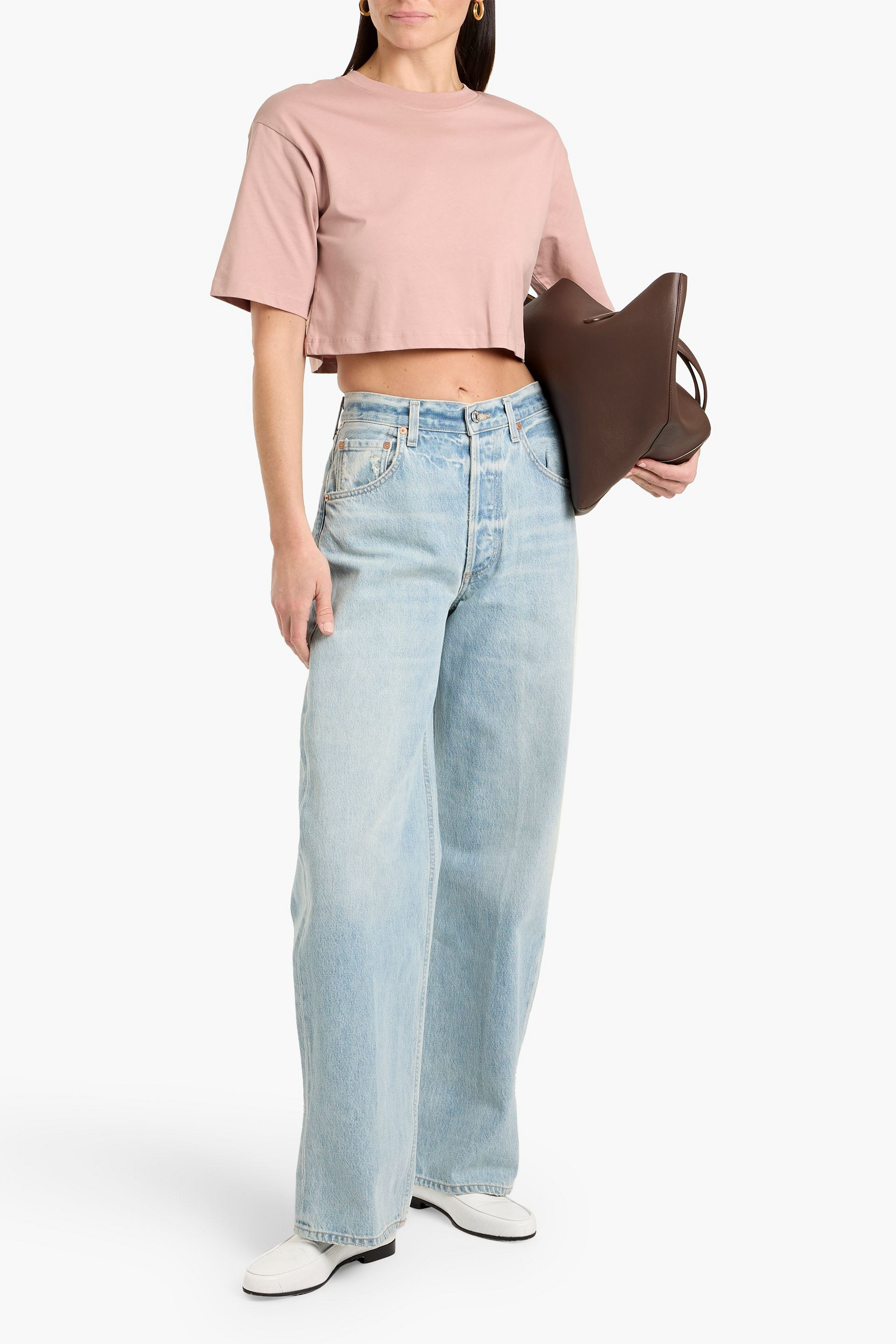 Loulou Studio Cropped Pima cotton-jersey T-shirt