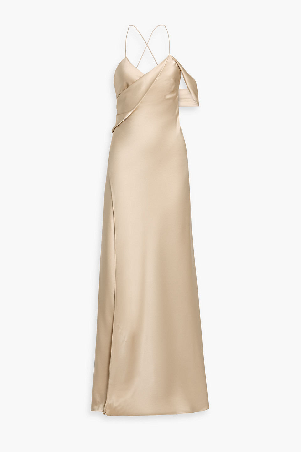 michelle mason - draped silk-satin wrap gown - neutral - us 8