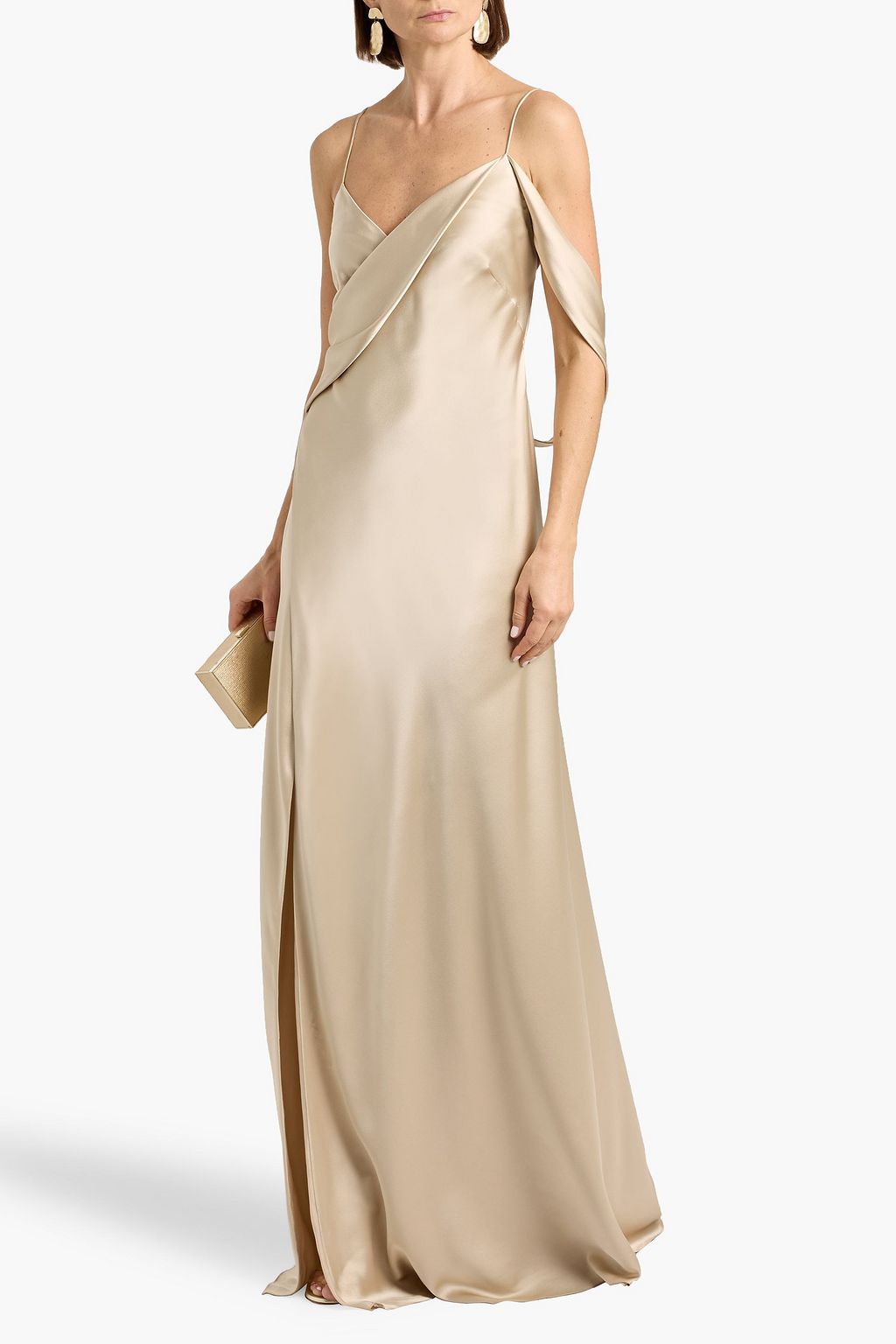 mason silk dress Split neckline bias gown
