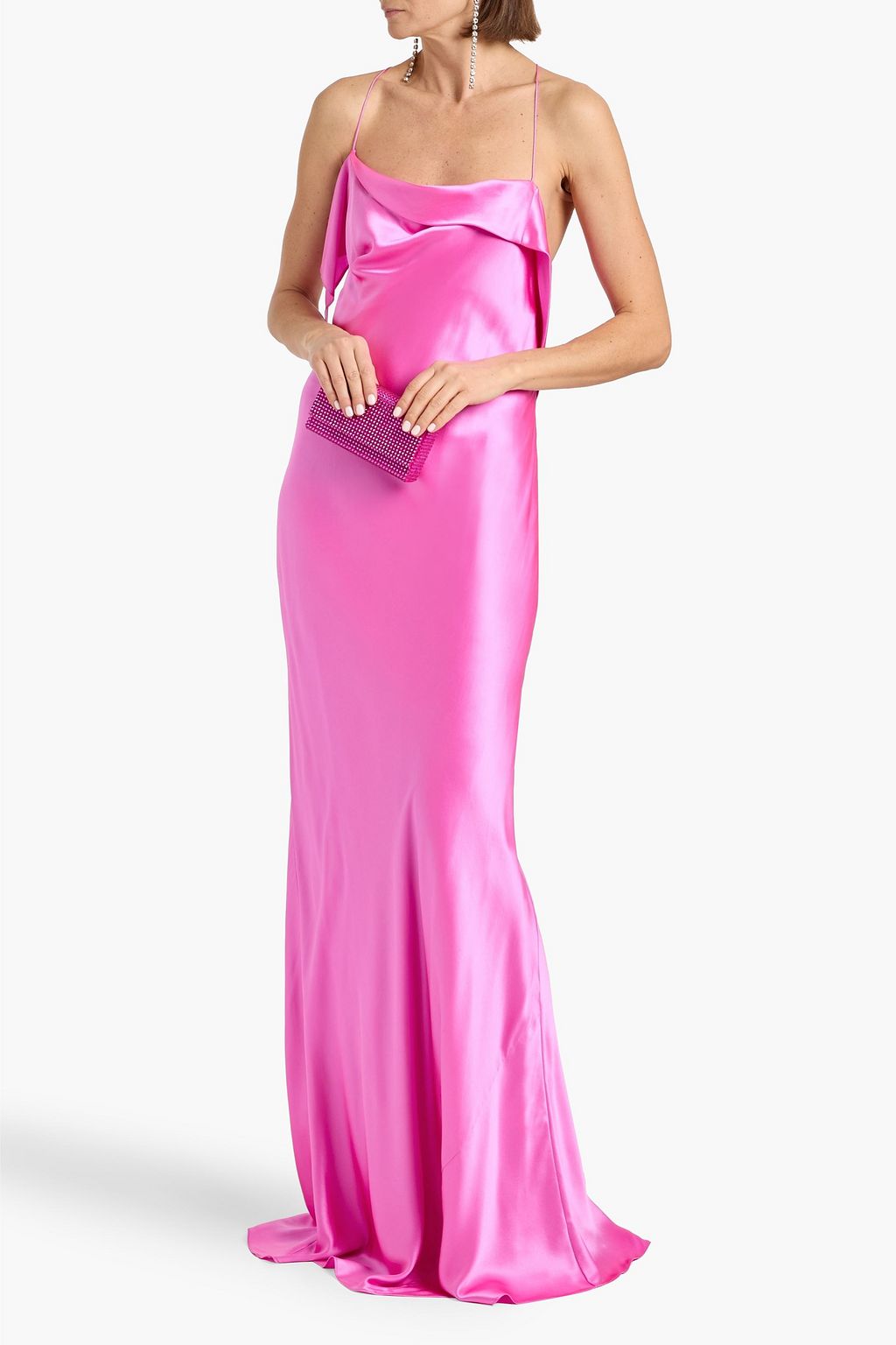 michelle mason pink silk dress Michelle Mason Wrap-effect silk-satin maxi dress - Women - Bright pink Dresses